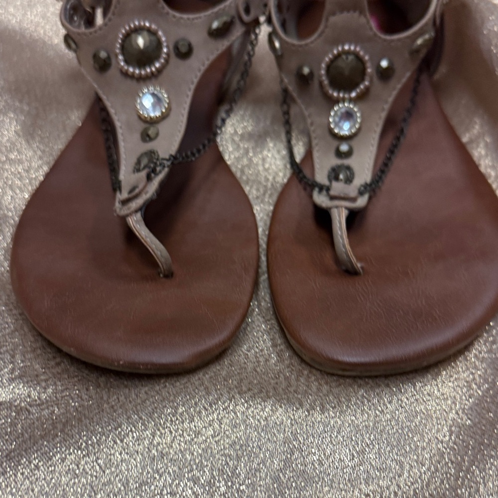 Pop Gladiator Style Ankle Sandals - Tan / Brown Women’s Size 9 - Picture 8 of 9
